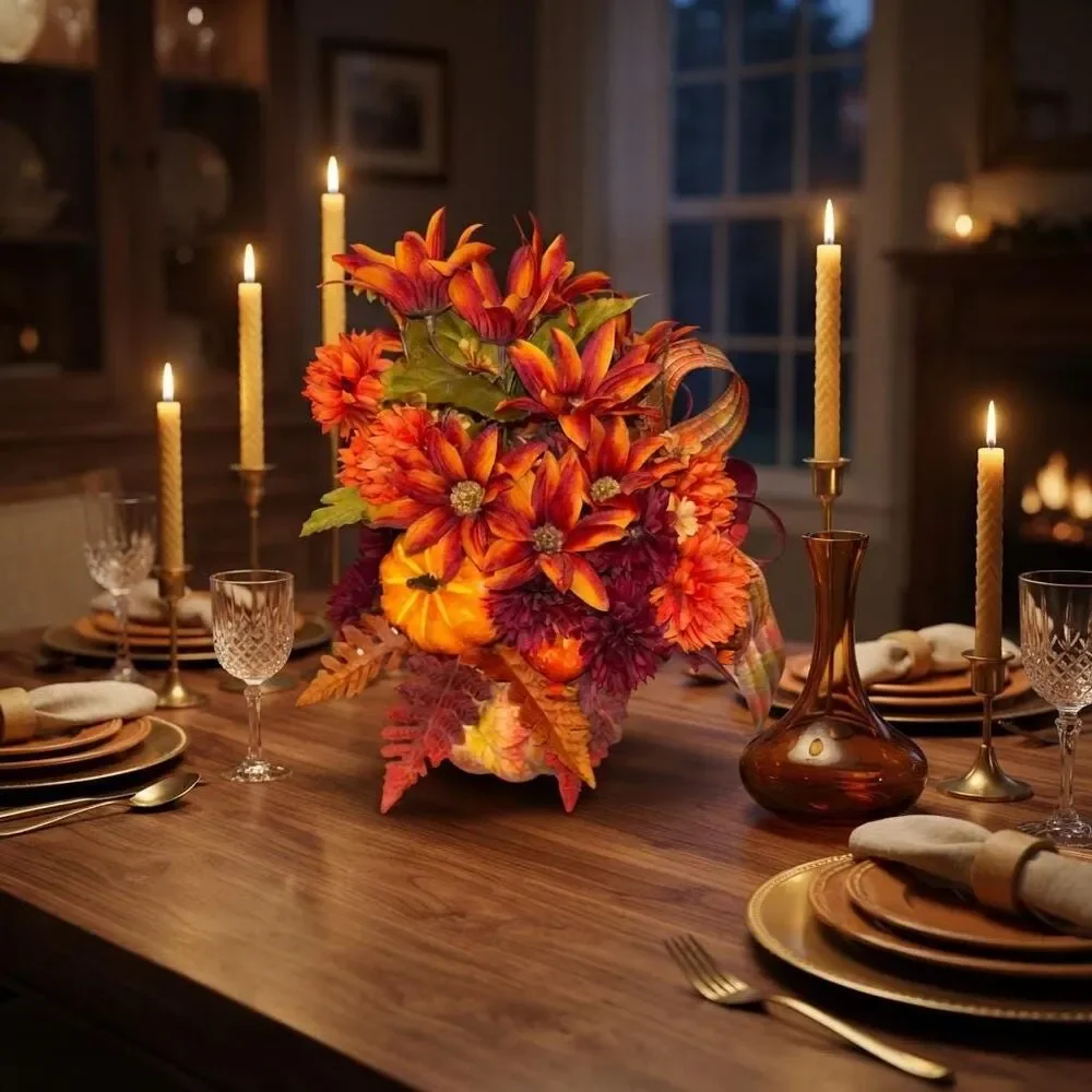 Fall Floral Pumpkin Centerpiece | Rustic Fall Floral Decor | Autumn  Arrangement